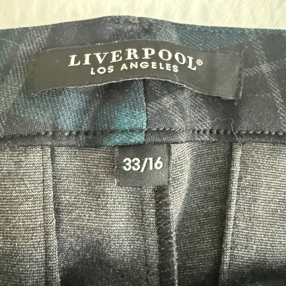 Liverpool Los Angeles Plaid Trousers Women 33/16 Dark Green Black Pattern